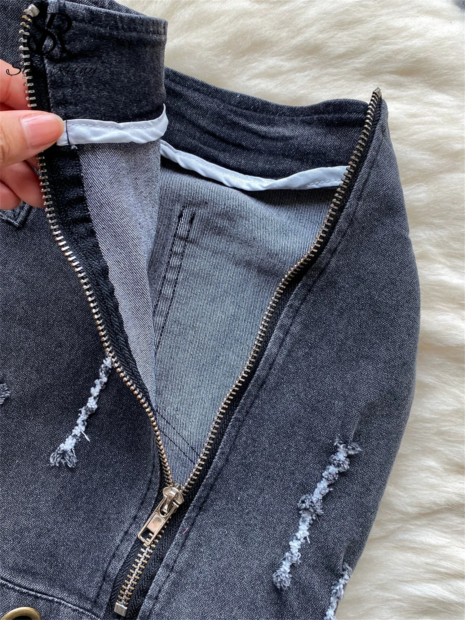 SINGREINY Trend High Street Denim Suits Backless Sleeveles Halter Y2K Top Zipper Pleated Mini Skirt Hollow Out Two Pieces Sets 240812