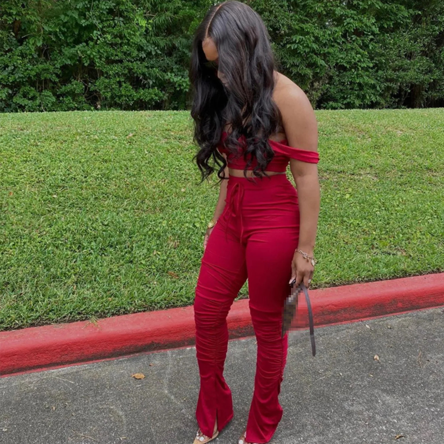 two piece set for women two piece outfits stacked pants 2 pieces sets women crop top pants stacked leggings outfits for female 240813