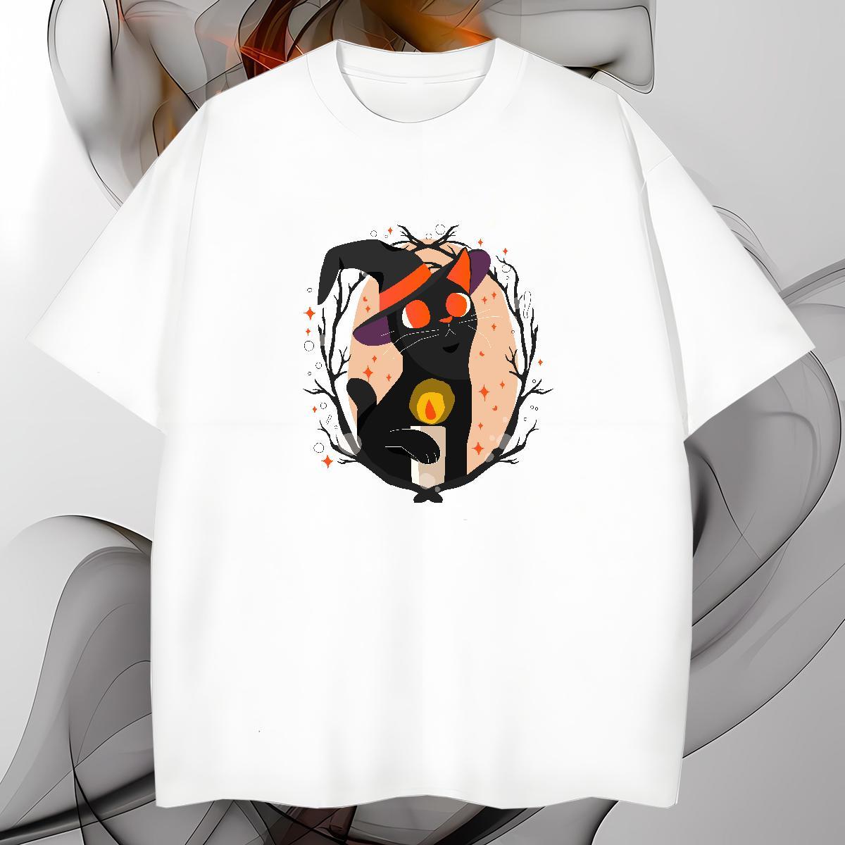 Comfortable T shirt cat Pure Cotton Casual Beach Customized Print 230g 100% Cotton Men Tops Tees Fashion Design Tee Shirt