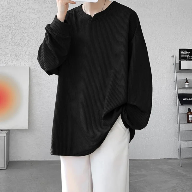 High Quality Texture Long Sleeve T shirt For Men Spring Autumn Casual Mens T-shirts Male Tops Classic Clothes Mens T-Shirts 240812