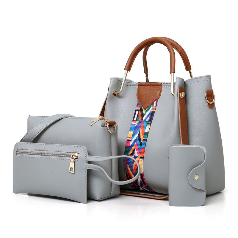 Crossbody Bucket Bag - Vintage Designer PU Leather 4-piece Set, Solid Tote, Casual Shoulder Bag, Multi-bag Set New Free Delivery Designer Bag