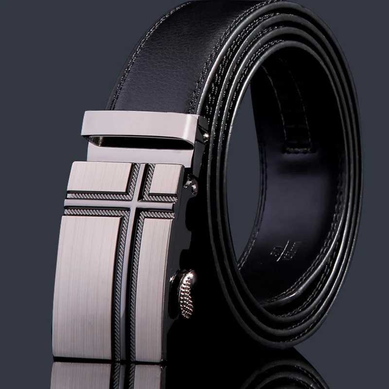 New mens leather belt with automatic buckle denim luxury belt for business and leisure high-quality designer mens waist belt 3.5cm W240807