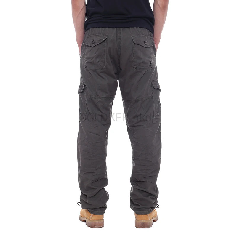 Mens multi pocket cargo long leg pants loose casual work hiking outdoor clothing 240812
