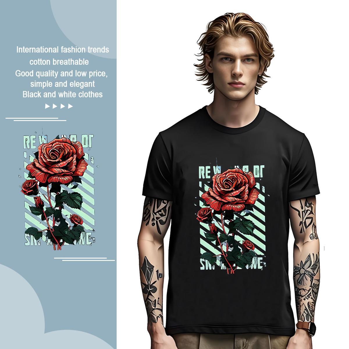 T-Shirts 230g 100% Cotton flower Home Outdoor O Neck Short Sleeves DIY Anime Couples T Shirts 2024 DIY Free Shipping Polos