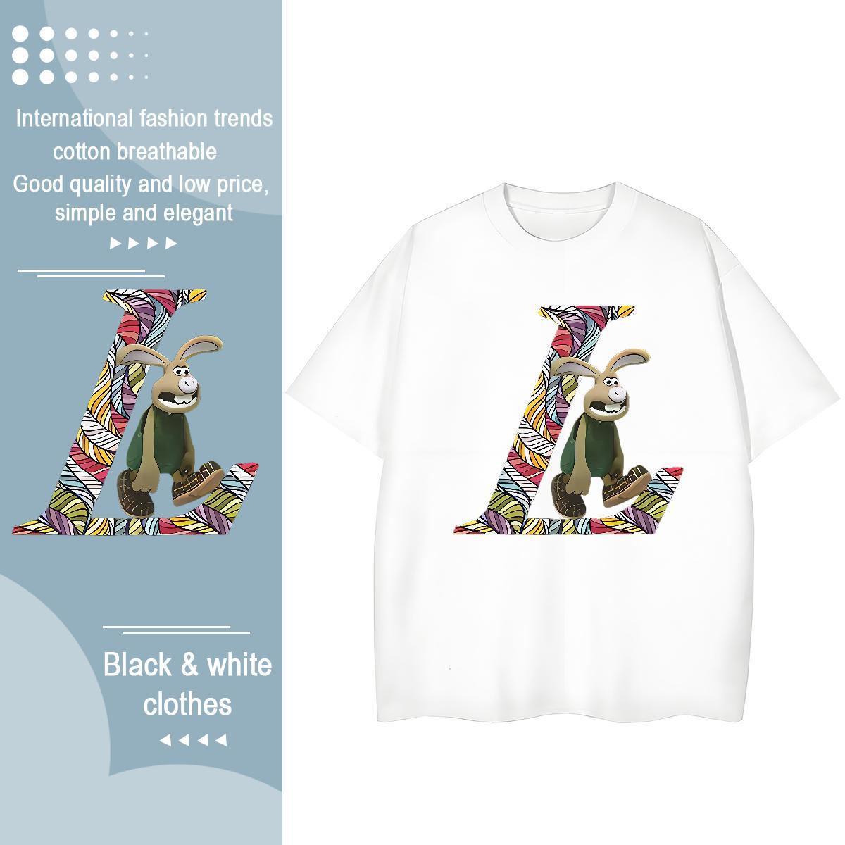 Classic T shirt Crew Neck 230g Cotton Woman Tshirt Oversized rabbit Casual Beach Free Shipping Wear