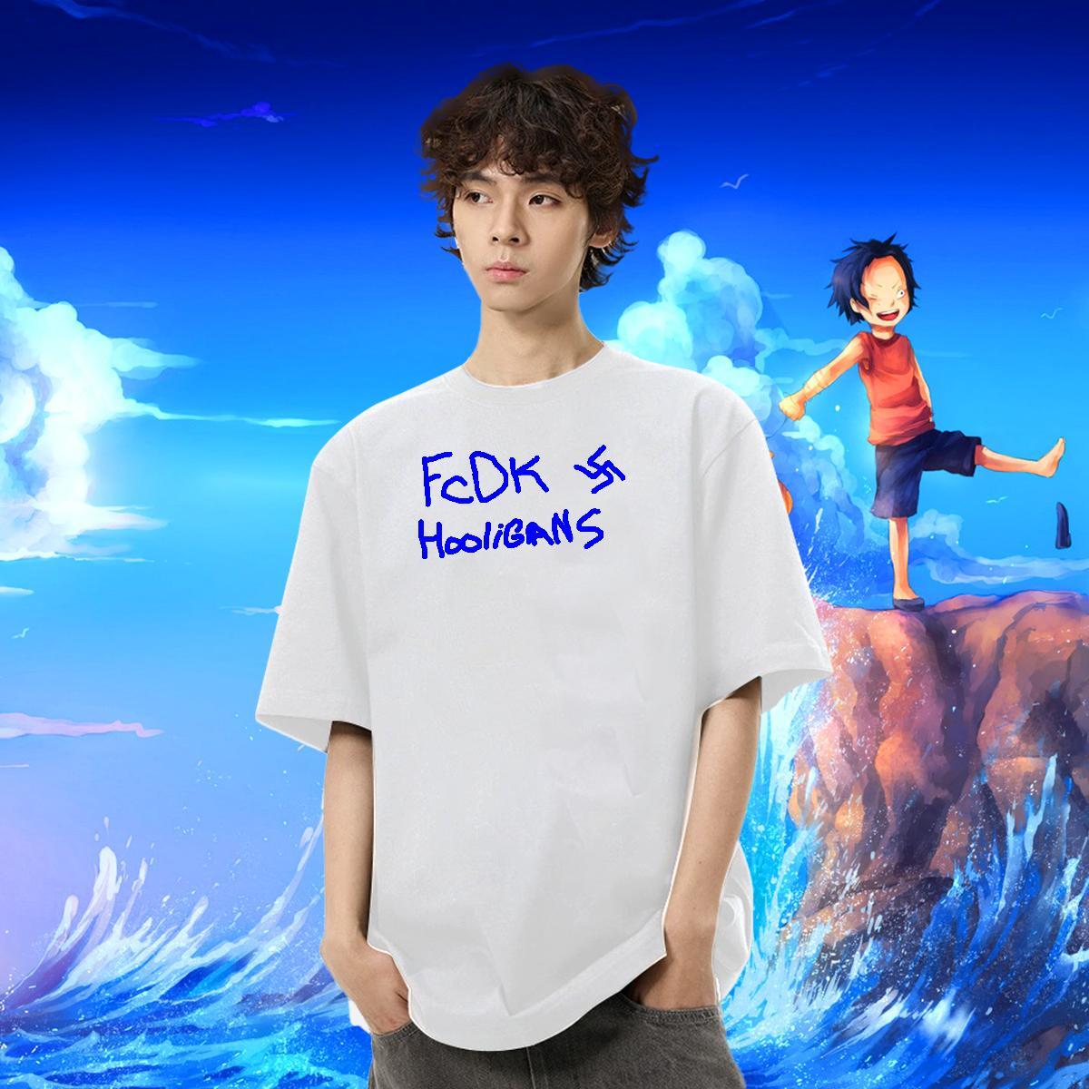 Unisex Tshirts Home Outdoor 100% Cotton 230g Cartoon Print Breathable Crew Neck letter T-Shirts for Men 2024 Summer Polos