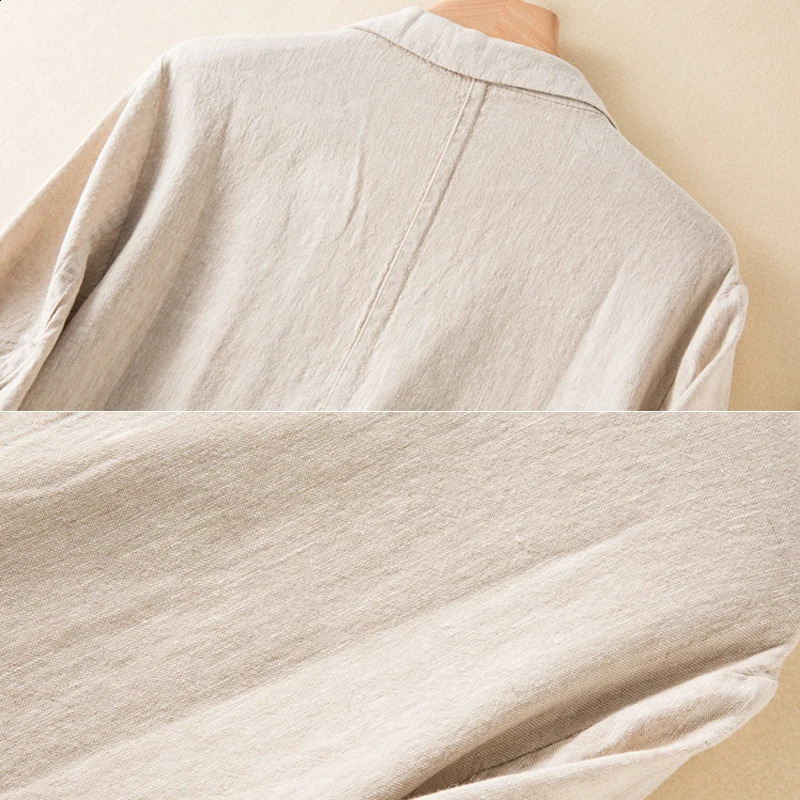 Cotton and linen small suit women spring and summer Korean fashion simple elegant temperament loose casual cardigan coat 240813