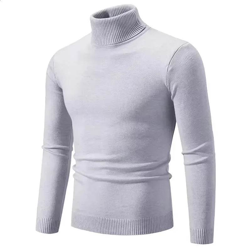 Trend Mens High Collar Sweaters Pullover Knitted Warm and Casual 240812