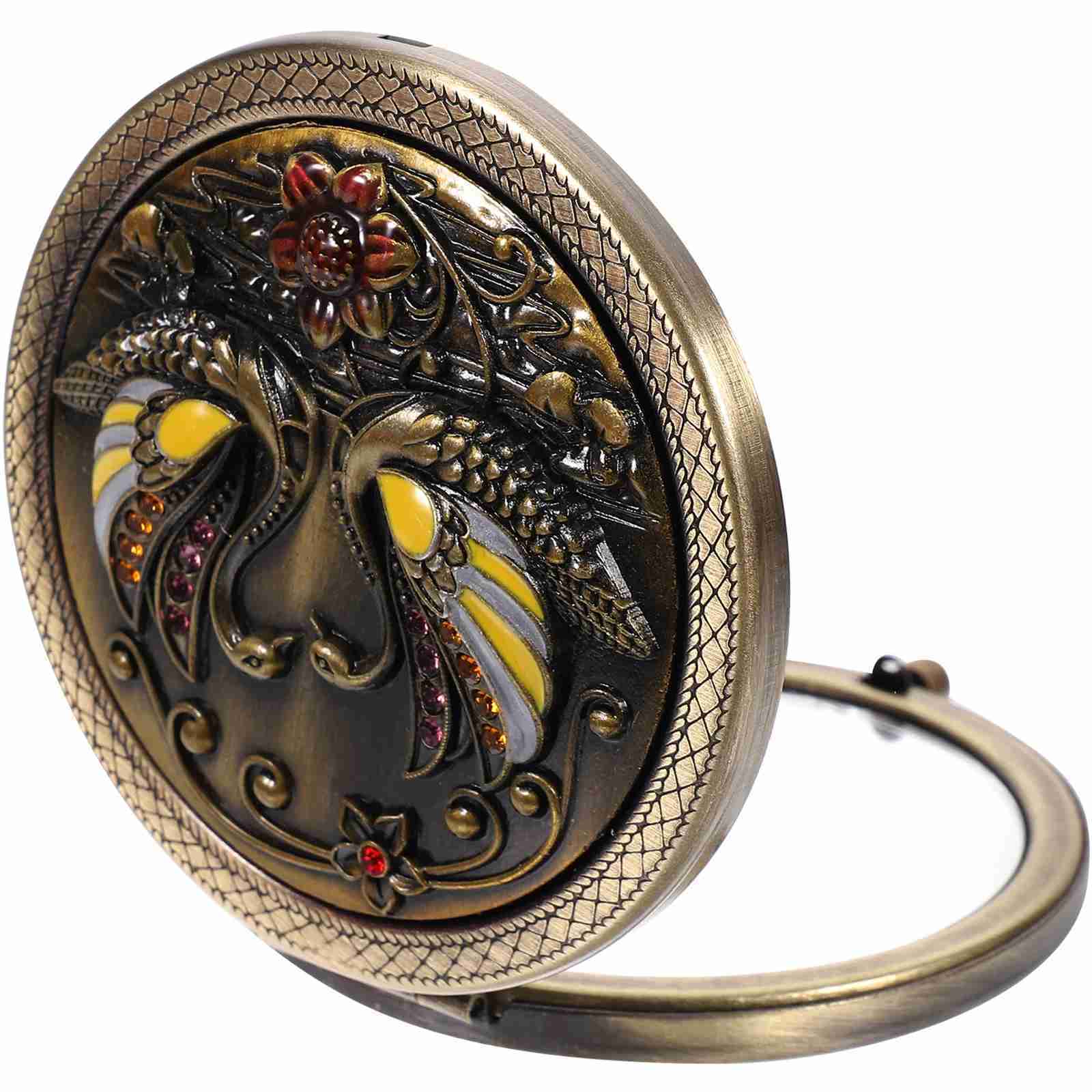 Folding vanity mirror travel wallet handheld small compact gift retro makeup metal lady W240813