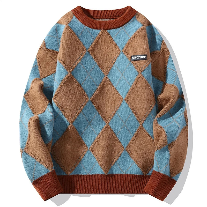 2024 AutumnWinter Fashion Trend Printed Thick Warm Sweater Mens Casual Loose Comfortable High Quality Plus-Size Sweater 240812