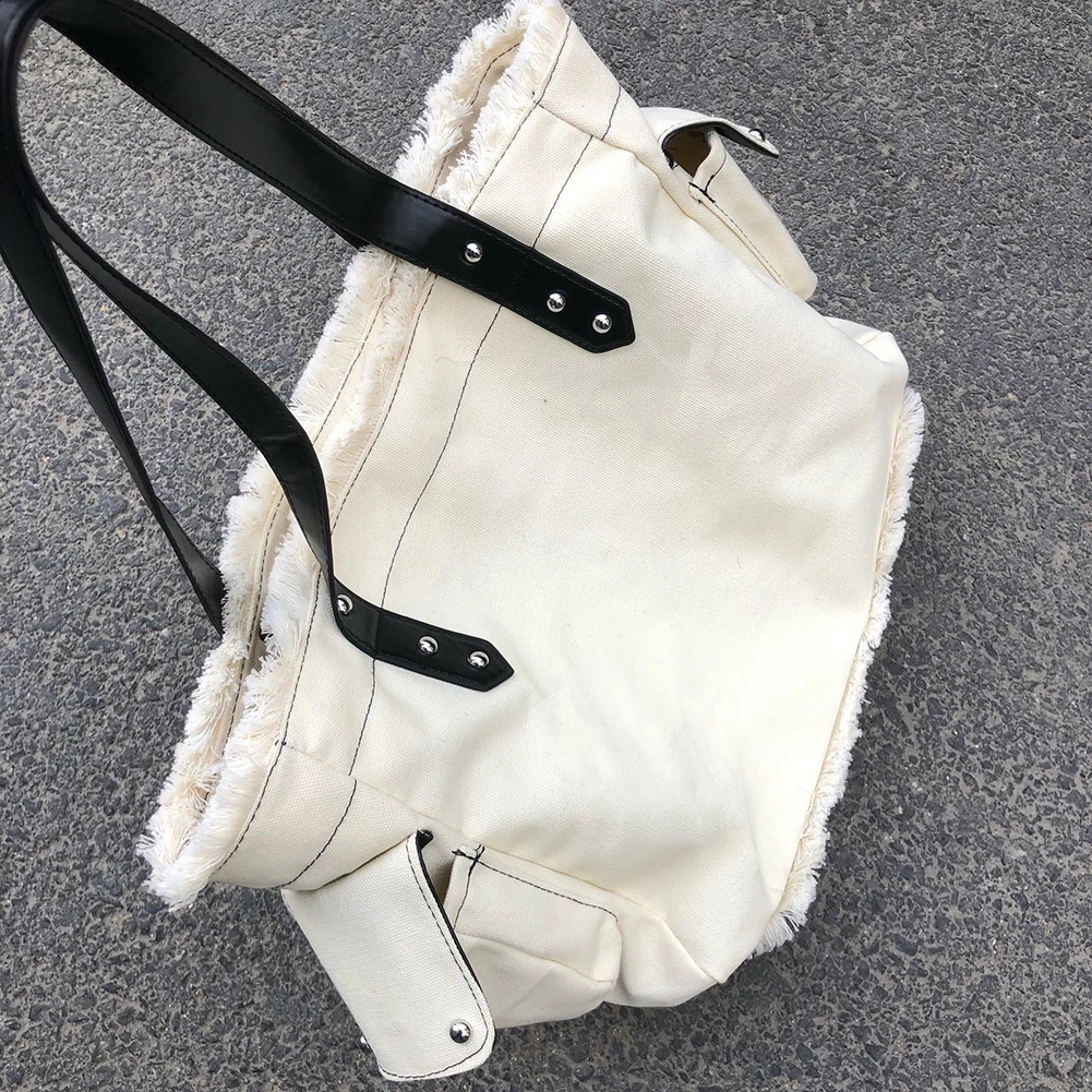 Womens casual square large capacity solid shoulder bag with side pockets star shaped handbag canvas 240813
