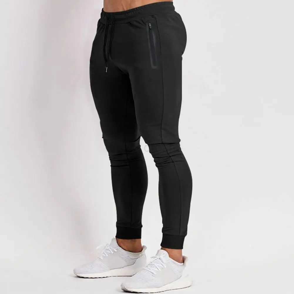 Summer Sweatpants Quick-drying Mens Sport Pants with Side Zipper Pockets Drawstring Elastic Waist for Gym Training Jogging SlimXJ240813