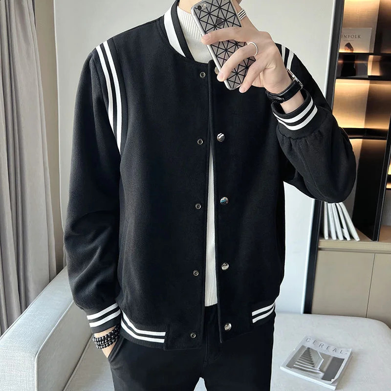 Autumn highquality mens jacket comparison striped casual baseball couple 240812