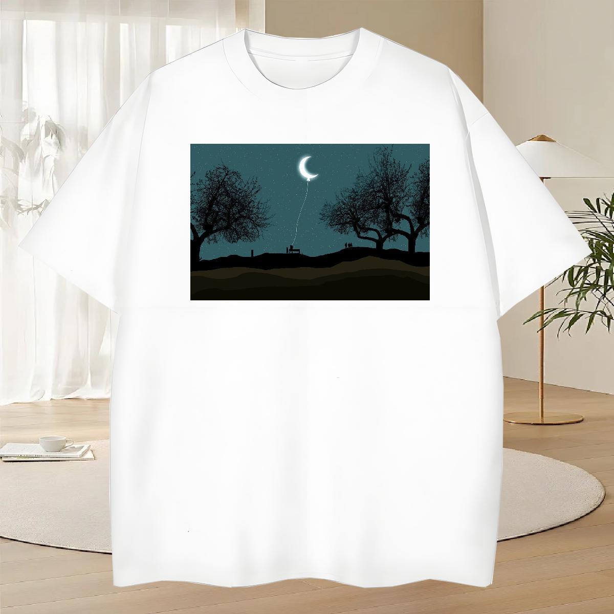 Loose Fit Men Tops Tees Daily Wear 230g Cotton DIY Printed Breathable Crew Neck tree Men T Shirts Casual New Tshirts
