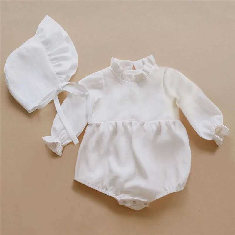 Baby clothing solid color long sleeved baby clothing jumpsuit 0-24M 100% pure cotton linen newborn baby jumpsuit W240812