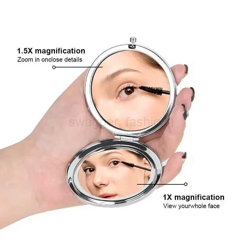 Accept Custom Blank Metal Makeup Double Handbag Pocket Mirror for Wedding Holiday GiftXJ240813