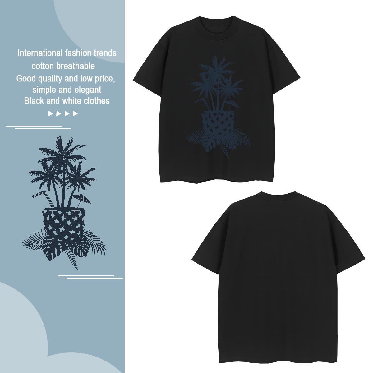 T-Shirts 100% Cotton 230g tree Summer Casual Crew Neck Breathable Oversized 3XL 4XL Men Tees New Arrival Popular Tops Tees