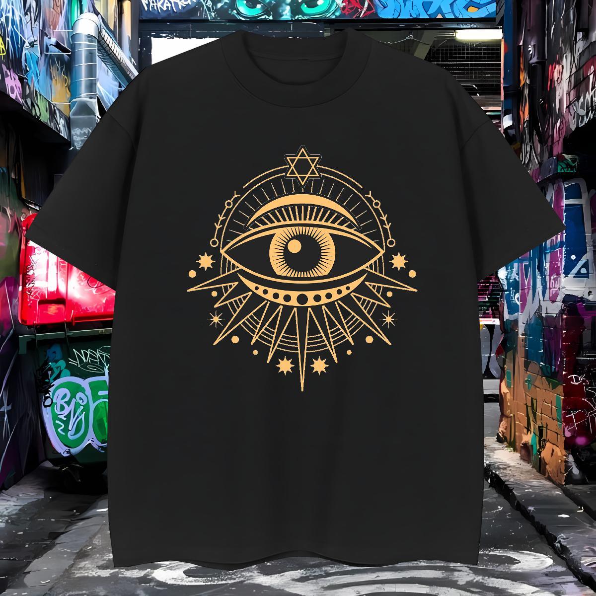 Unisex eyes Men T Shirts Casual Tshirt for Man Woman 230g Pure Cotton Stylist Crew Neck Breathable Oversized 3XL 4XL Tops Tees