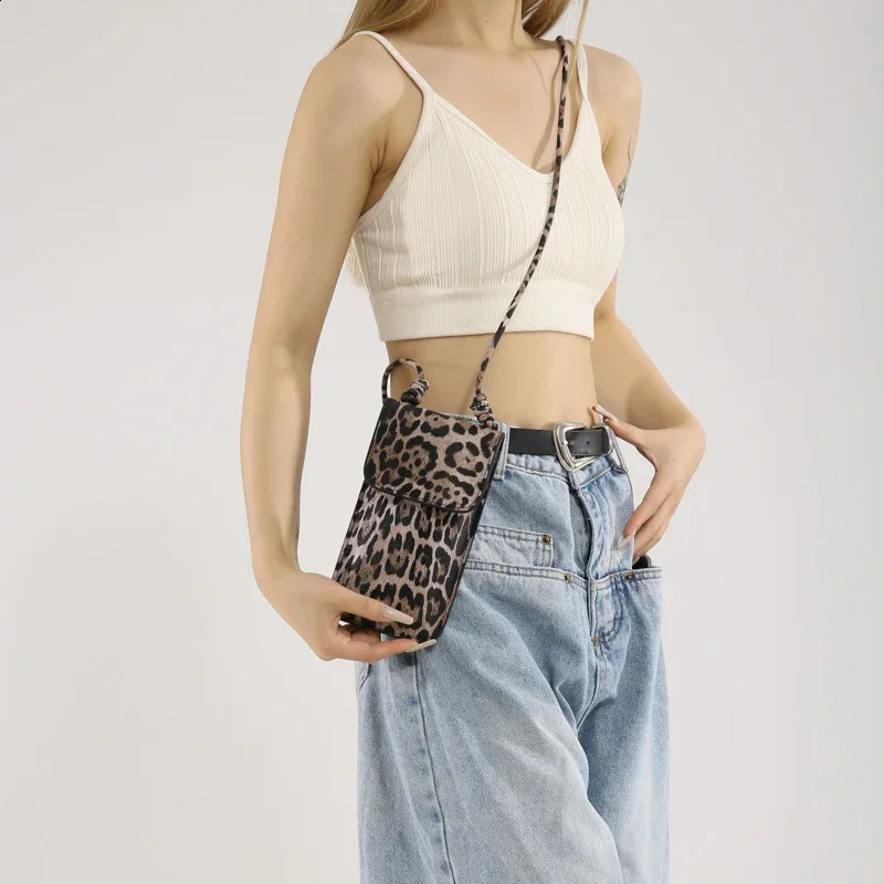 Fashion Mini Crossbody Bag Women Leopard Printing Shoulder Messenger For Girls Serpentine Leather Bolsas Ladies Phone Purse 240812