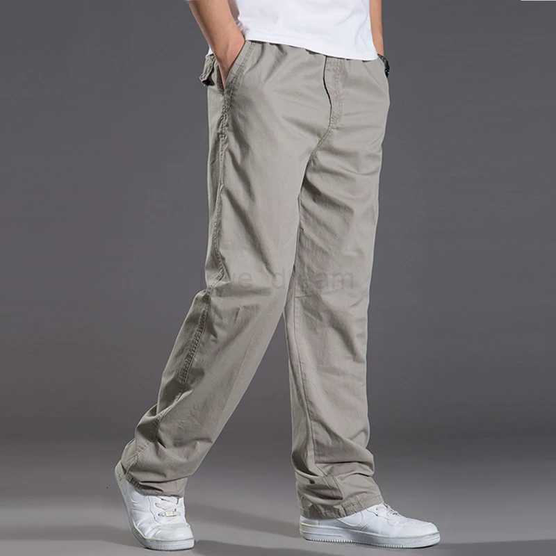 Mens casual Cargo Cotton pants men pocket loose Straight Pants Elastic Work Trousers Brand Fit Joggers Male Super Large Size 6XLXJ240813
