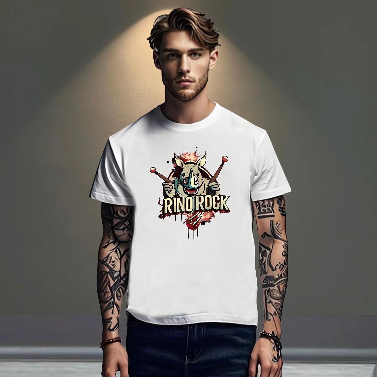 Fashion Tshirts rhinoceros Summer Casual 100% Cotton 230g Polos Breathable Crew Neck Cool Design T-Shirts Asian Size