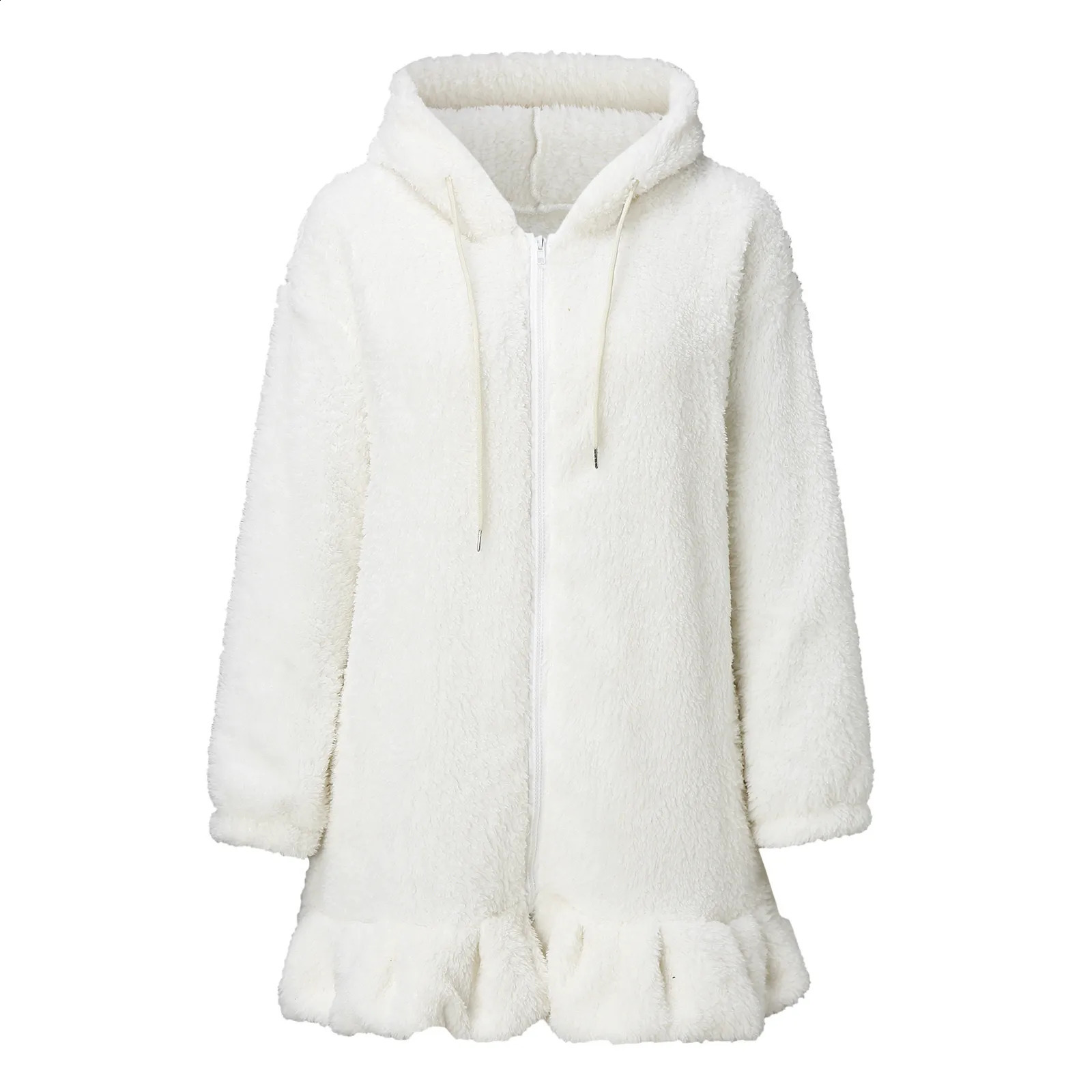 Kawaii Hoodies Women Lolita Winter Warm Lambswool Oversized Sweatshirt Cute Bunny Ears Long Sleeve Zip Up Hooded Fleece Jacket 240813
