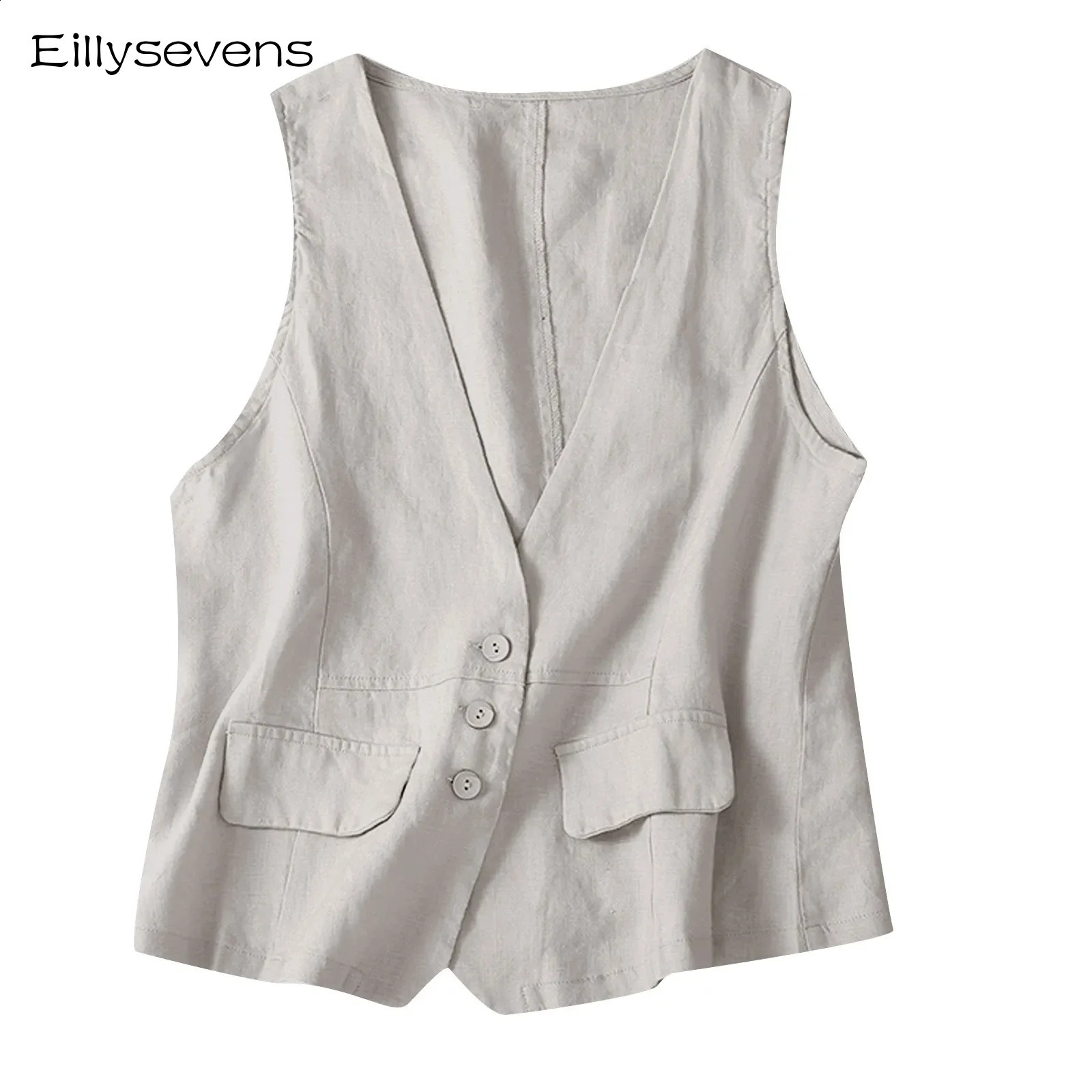 Streetwear Cotton Linen Women Clothing Women Vests Overcoat Coat Vest for Women Fashion Clothes Elegant Casual Vintage 240813