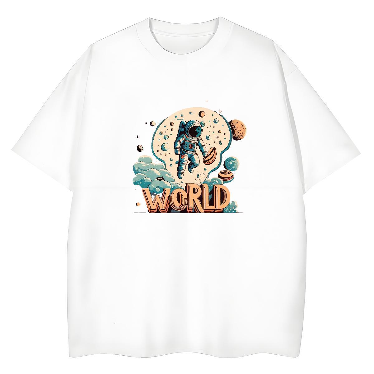 Classic Tshirts Anime Printing Street 230g Cotton DIY Printed Breathable Short Sleeve spaceman T-Shirts for Men Fashion New Tops