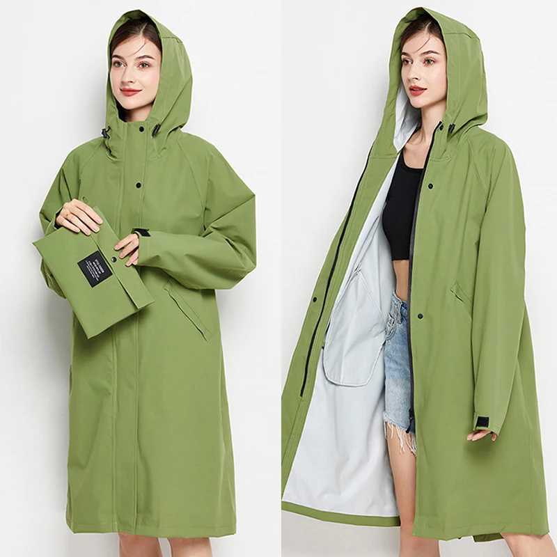 Lightweight Raincoat Women Waterproof Long Rain Coat Jacket Zip Pocket Y240810