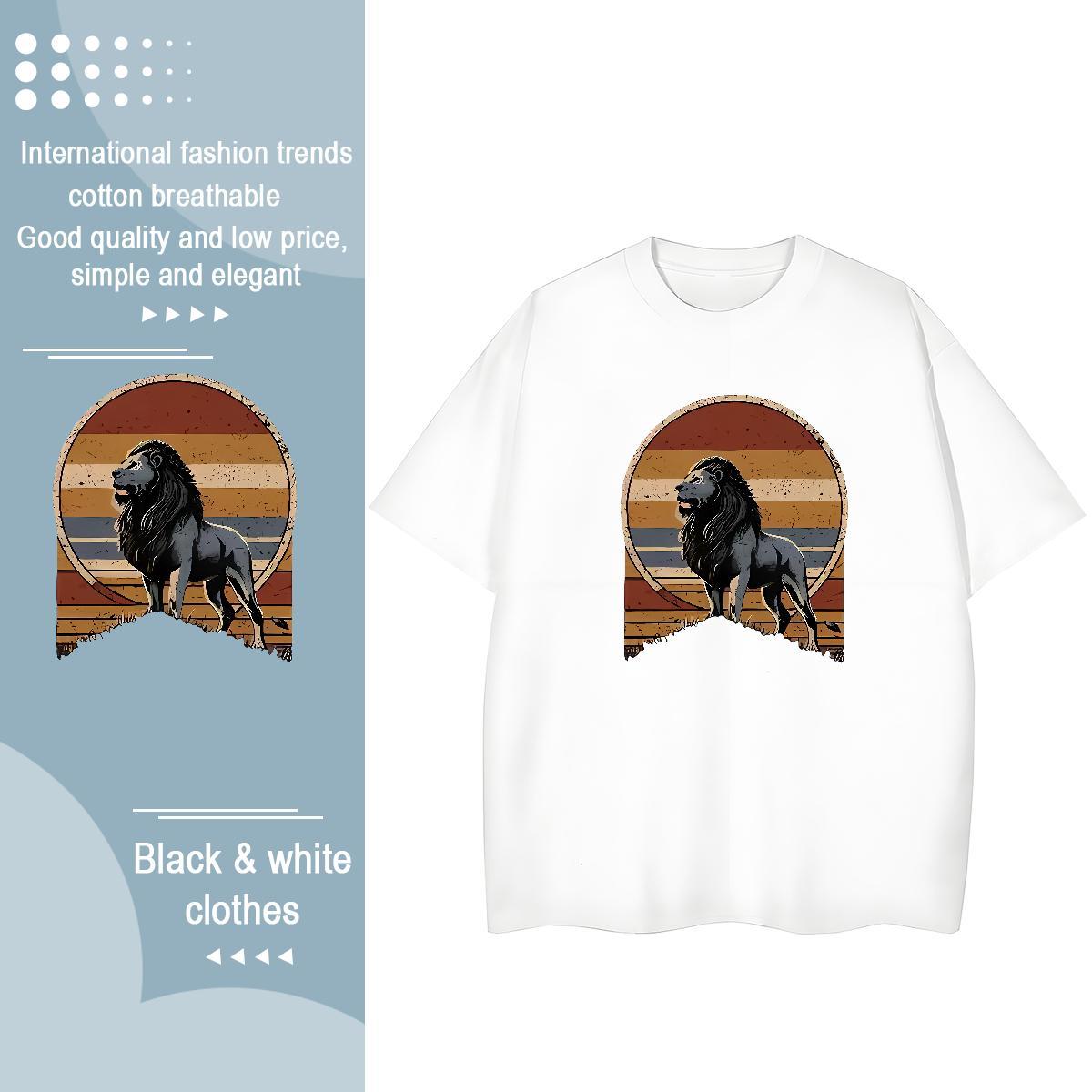 Brand Men Tops Tees lion Casual Beach 230g Cotton Tshirts Pure Cotton Unisex Man T Shirts Custom Printing