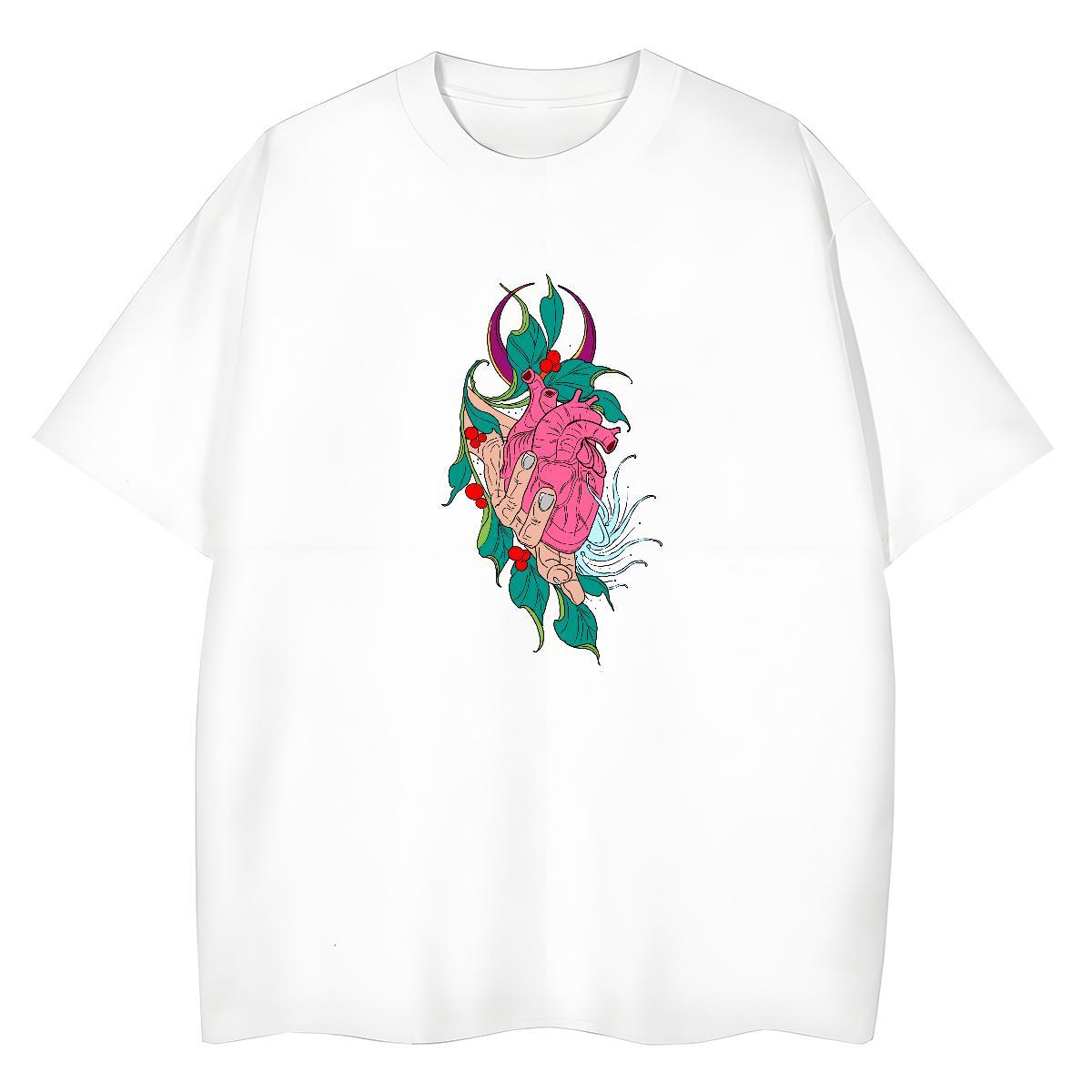 Free Shipping Tshirt for Man Woman Beach 230g Pure Cotton Black White Breathable Crew Neck flower Men T Shirts 2024 Clothings