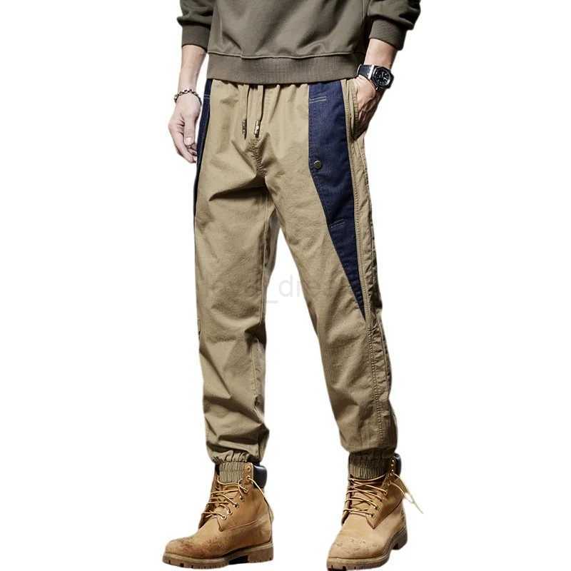 Fashion Stitching Workwear Casual Pants Mens Summer 2024 Trendy Personality Street Slim Fit Ankle-Tied Sports SweatpantsXJ240813