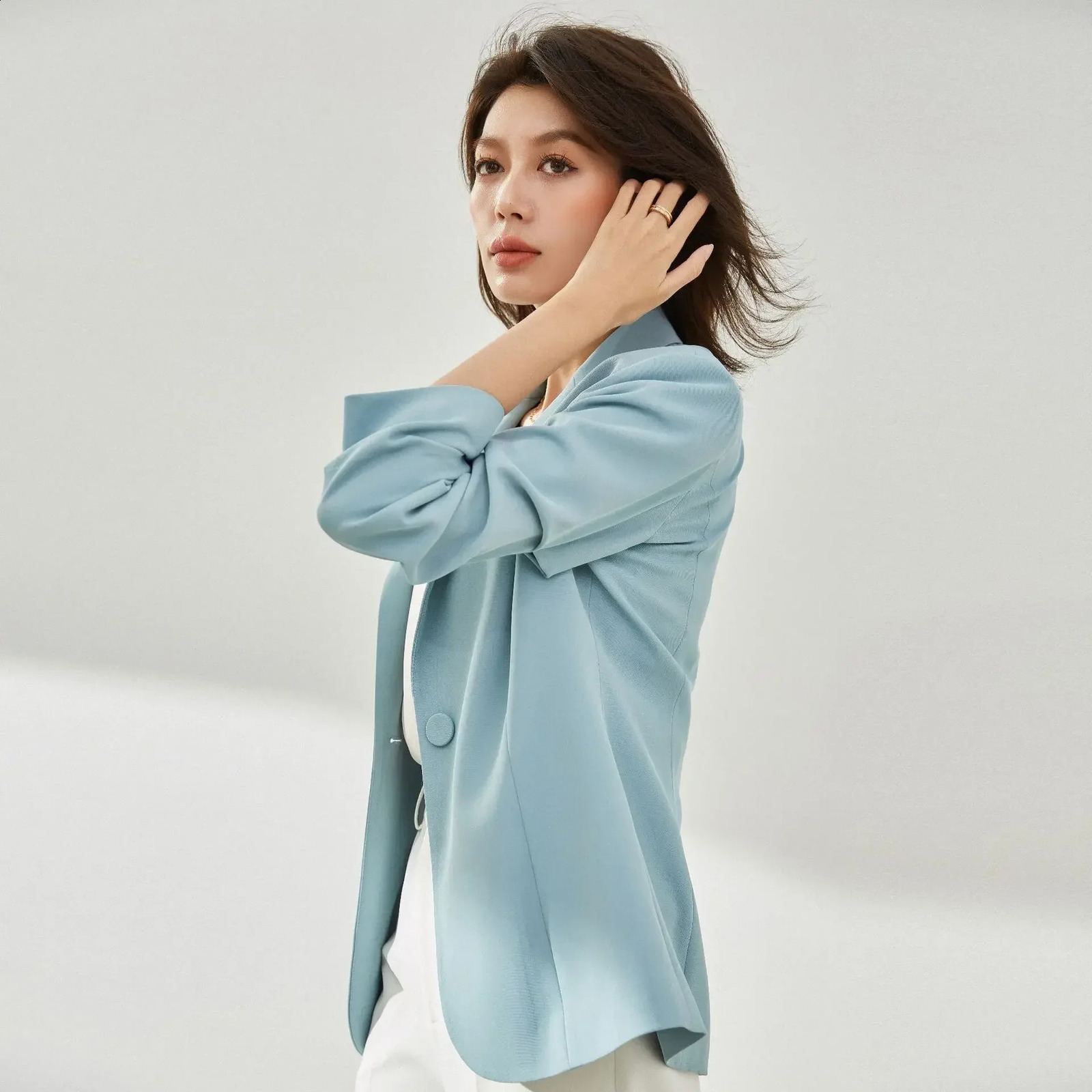 2024 Summer and Autumn Women Fashion Blazer Single-breasted Jacket Office Coat Elegant Slim Coat Blazer Simple 240813