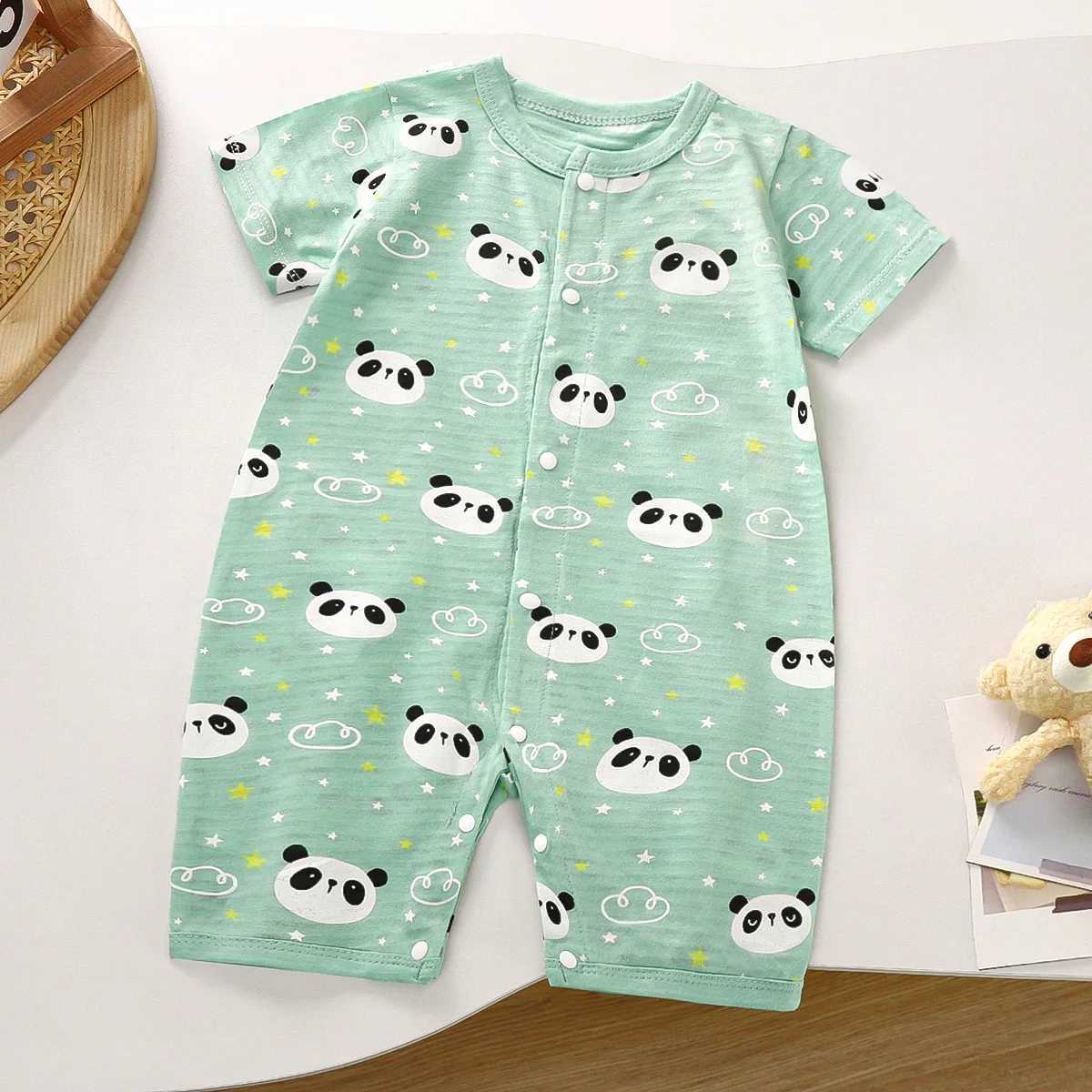 Summer Baby Onesie Pure Cotton New Style Romper Newborn Baby Short sleeved Thin open crotch crawling clothing Childrens clothing W240812