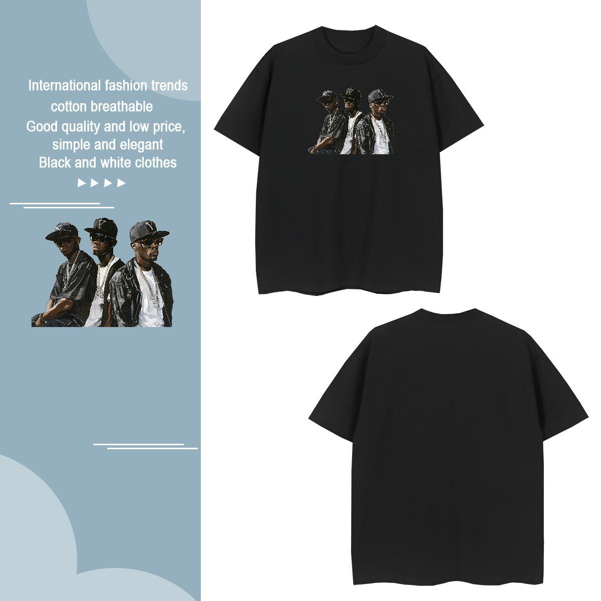 T-Shirts 230g Cotton character Daily Wear O Neck Short Sleeves DIY Anime Men Tshirts New Cool Design Tees Shirts