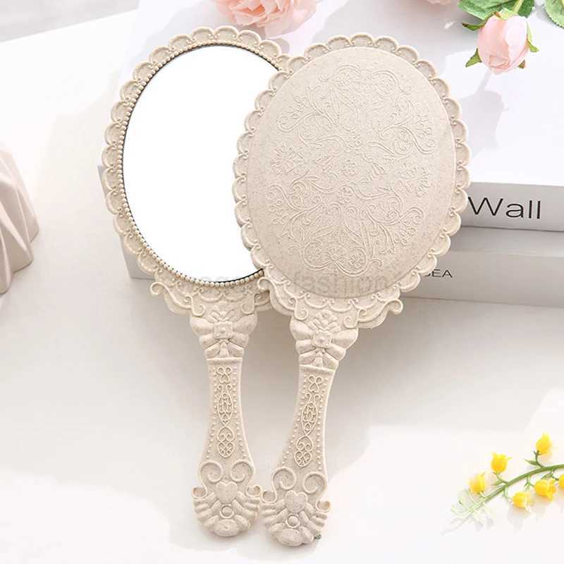 Vintage Carved Handheld Vanity Mirror Makeup Mirror Hand Mirror Handle CosmeticXJ240813