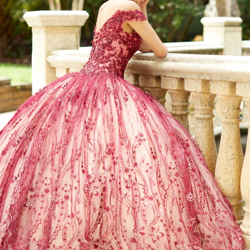 Red Quinceanera Dress 2025 Sparkly Beading Crystal Sequin Tull Quinceanera XV Sweet 16 Ball Gown Vestidos De 15 Anos