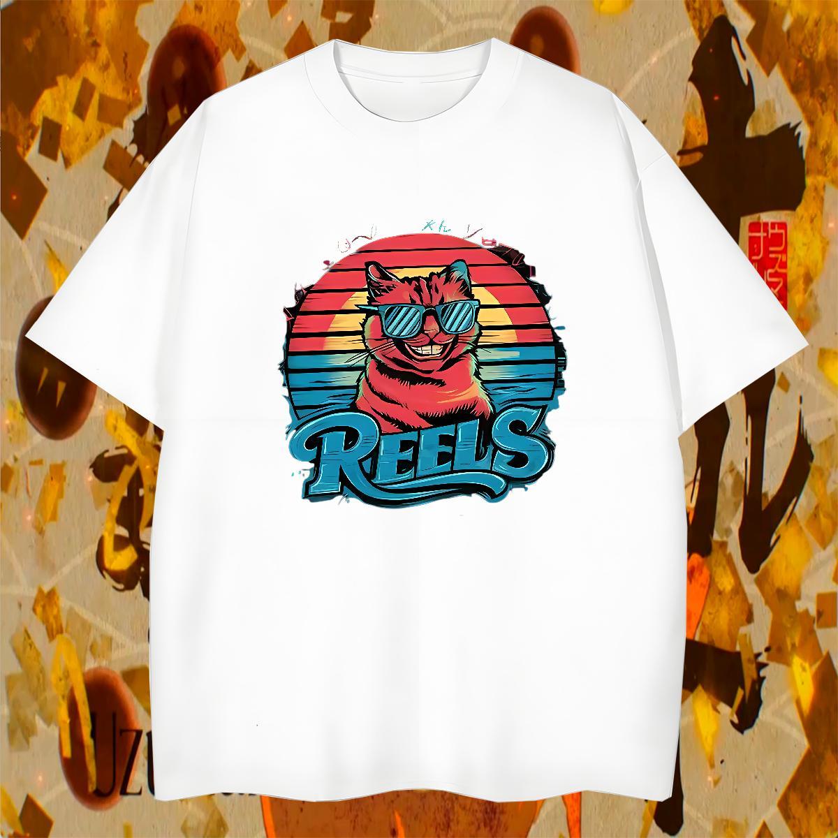Soft T shirt cat Short Sleeve O-Neck Daily Wear Oversized 3XL 4XL 230g Cotton Men Tees Designer Fashion Top Tees