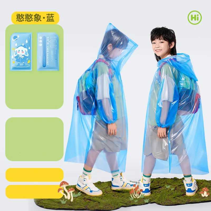5PCS Childrens Portable Raincoat Travel Outdoor Rainwear Waterproof Boys Girls Disposable Camping Rain Cover Travel Supplies Y240810