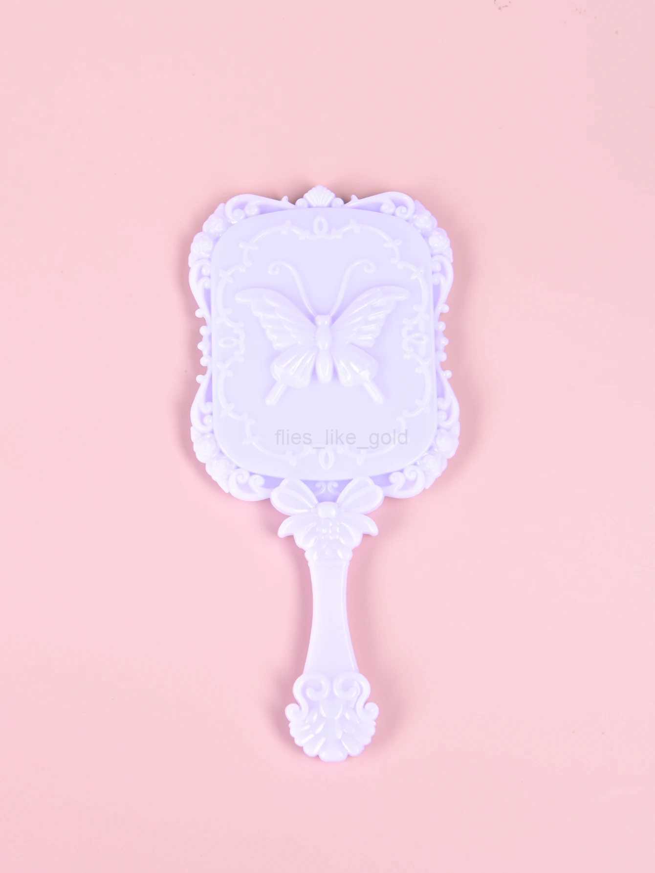 1 Butterfly Pattern Mini Handheld Scratching Mirror Handheld Travel Makeup Mirror Mini Makeup Mirror W240813
