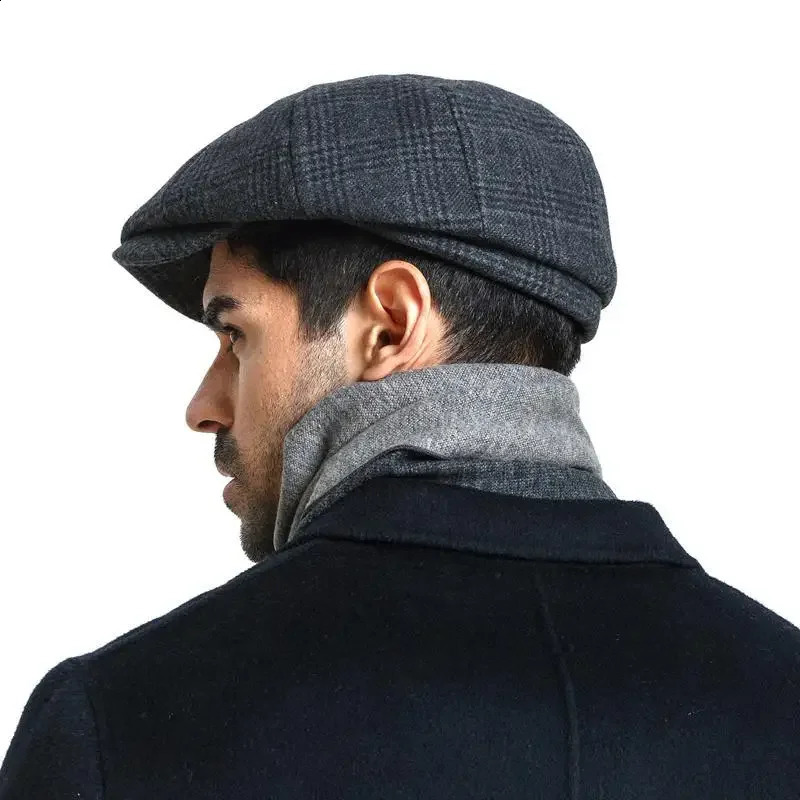 Fashion Wool Hat for Men Caps Herringbone Men Women Gatsby Retro British Painters Hat Driver Flat Solid Colors Cap for Men Beret 240805