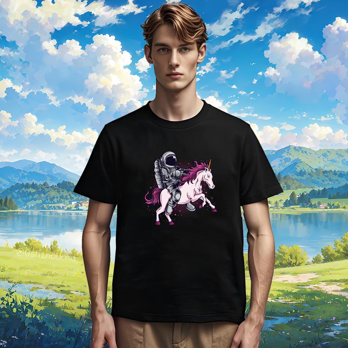 T Shirt For Man 100% Cotton 230g universe Spring Summer Breathable Short Sleeve Asian Size Men Clothes T-Shirt Fashion New Brand Clothings
