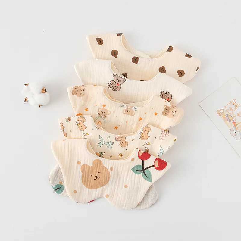 Bibs Burp Cloths Korean Style New Rabbit Bear Ears Cotton Gauze Baby Bibs Infant Bib Newborn Soft Burp Cloths for Boy Girl Feeding Saliva TowelL4812
