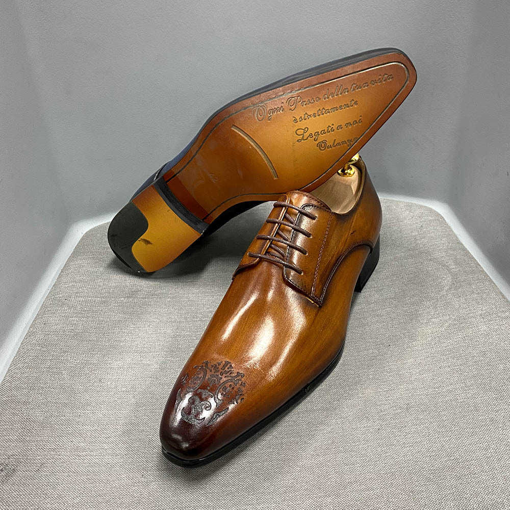 CMM Mens Shoes Mens Business Casual Shoes Dress Derby Shoes Leather Fashion Carved Pointed Leather Shoes Mens Shoes