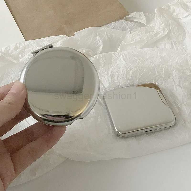 1pcs Portable Women Stainless Steel Makeup Mirror Hand Pocket Folded-Side Cosmetic Make Up Mirror Small Various ShapesXJ240813