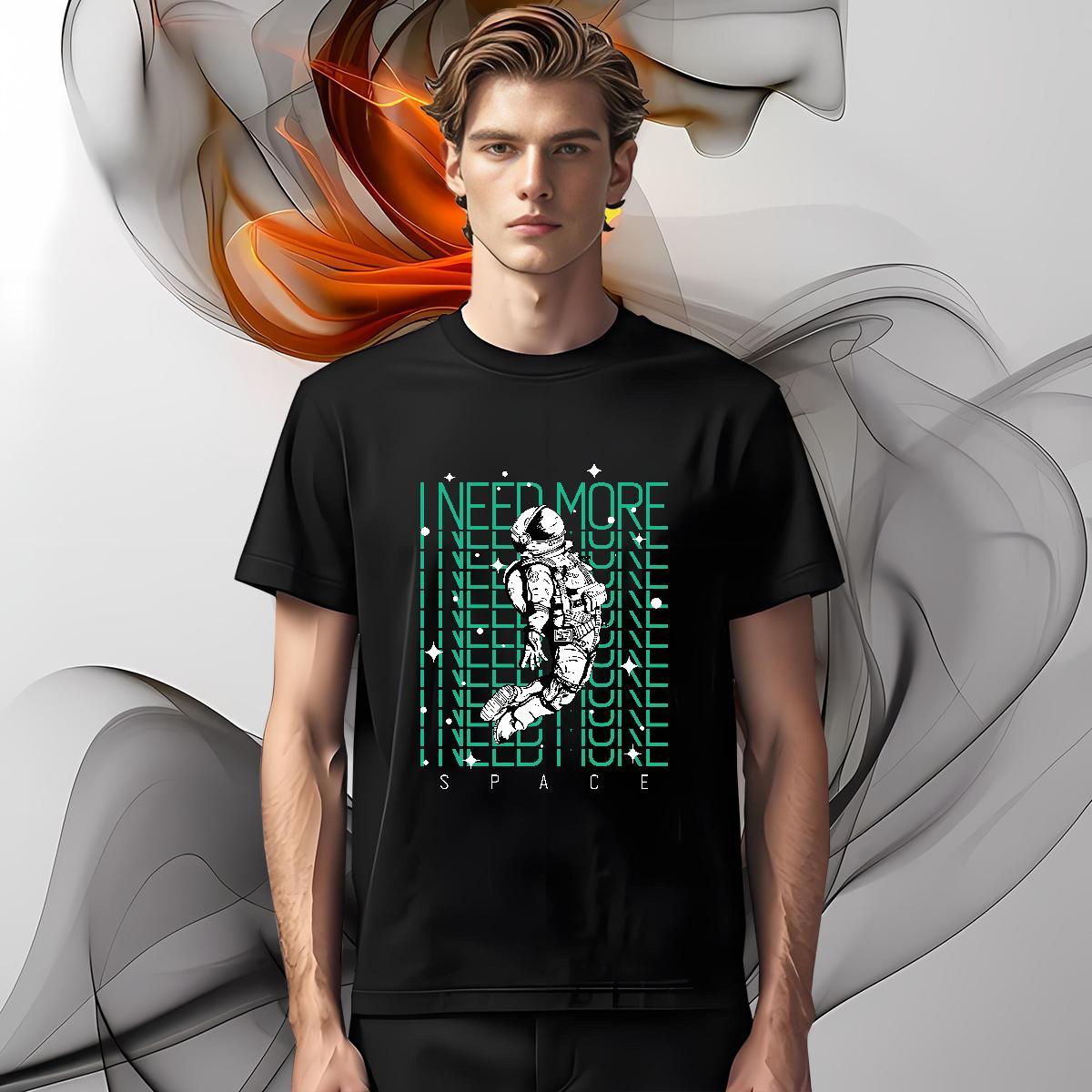 T Shirt For Man 230g 100% Cotton spaceman Summer Casual Breathable Short Sleeve Custom Print Oversized Men Tops Tees 2024 Popular Clothes