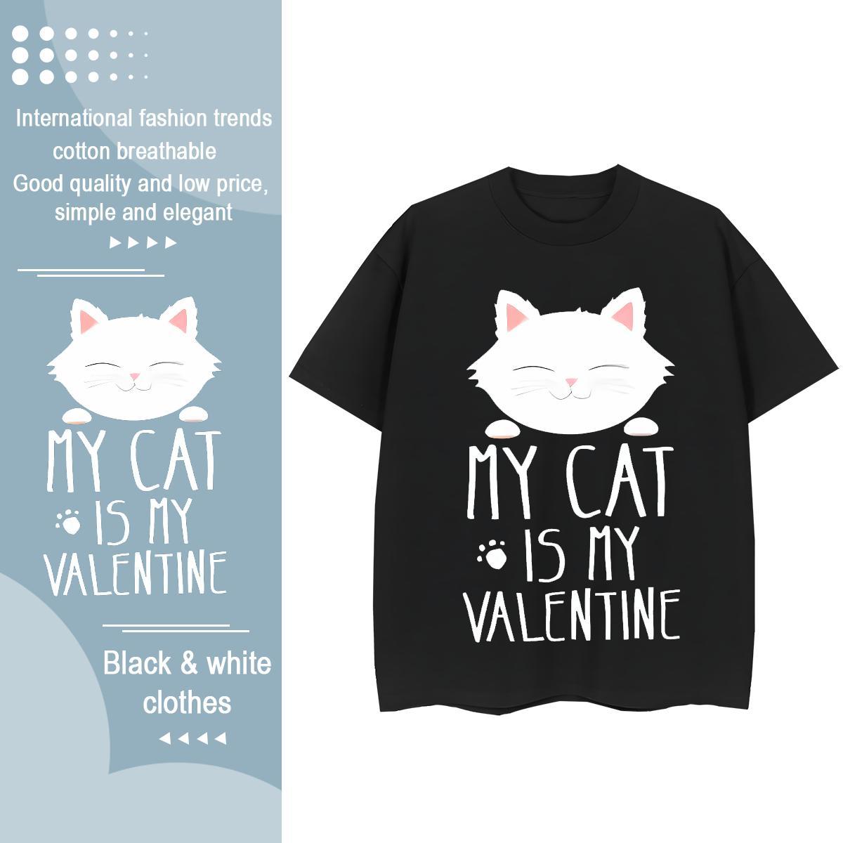 Free Shipping Man T Shirts cat Pure Cotton Daily Outfit DIY 230g 100% Cotton Tshirts Brand Top Tees