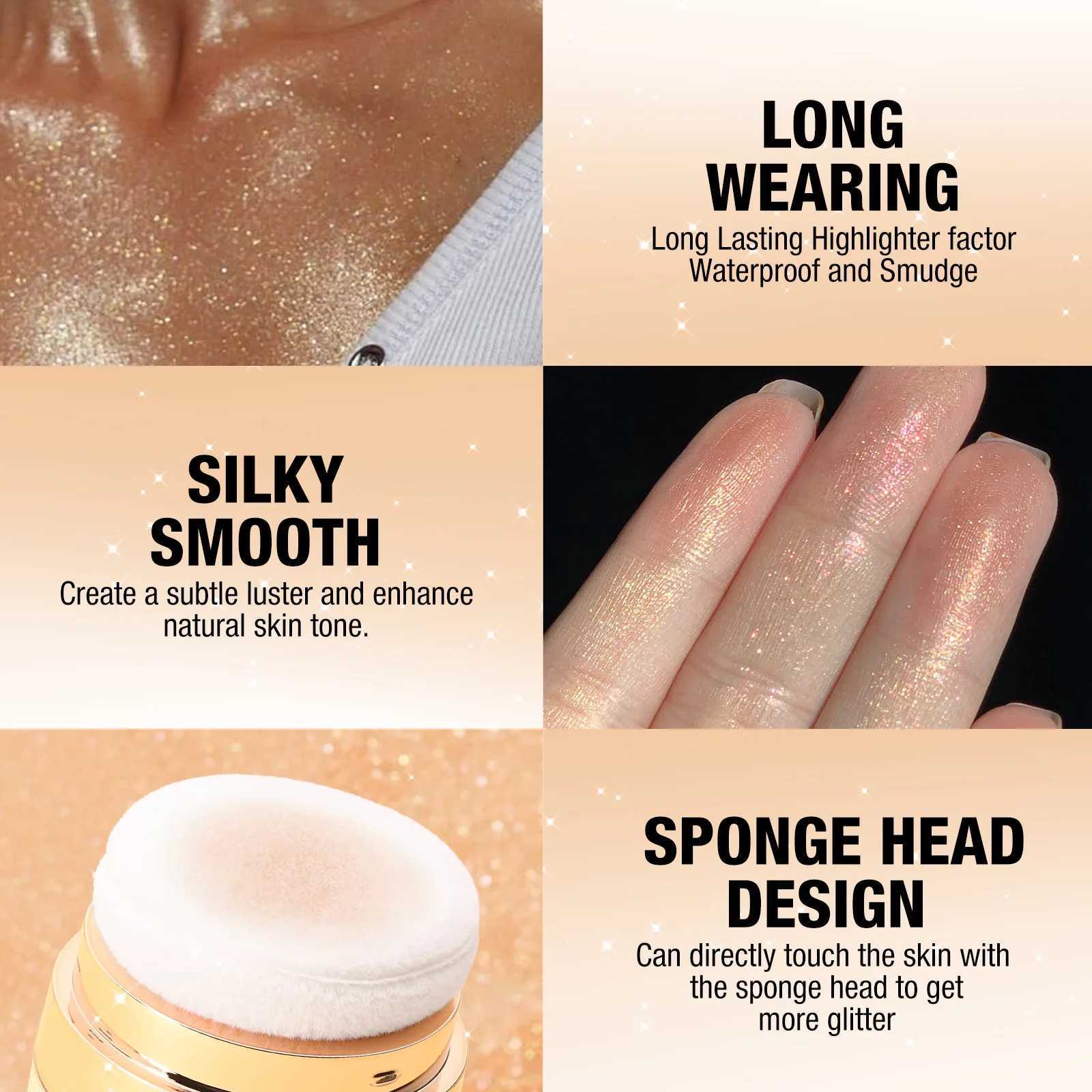 3-color phosphor body glitter powder shimmer contour powder blusher glitter makeup face eyes body glitter makeup W240812