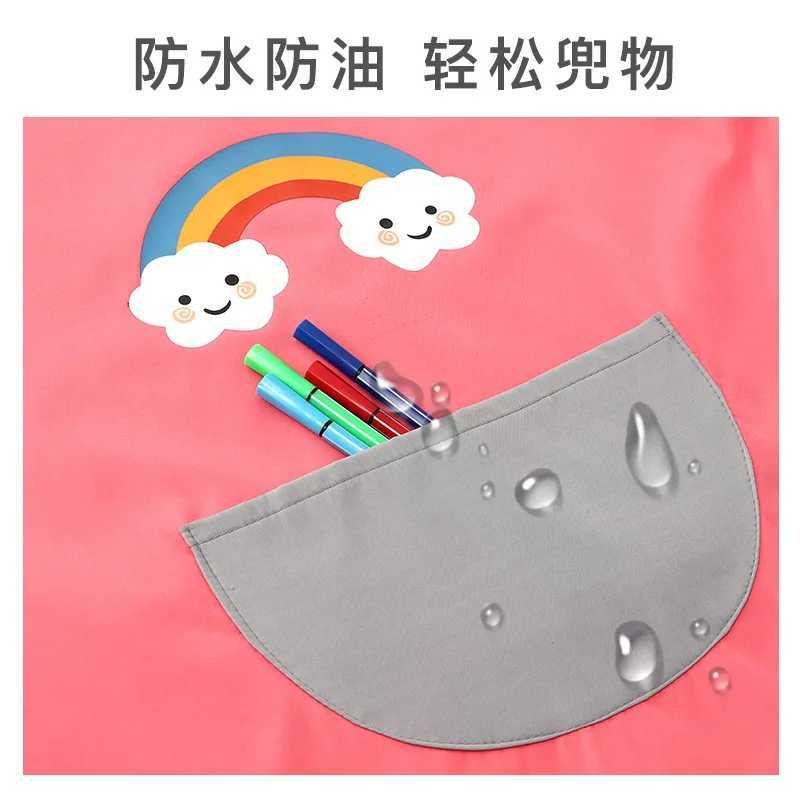 Bibs Burp Cloths Cute Cartoon Infant Eating Bib Burp Cloths Painting Drawing Apron Long Sleeved Waterproof Childrens Overalls Raincoat SuppliesL4812