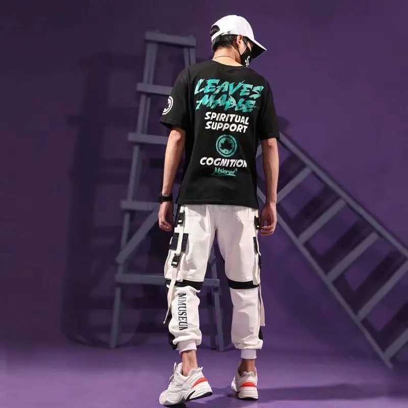 Summer Joggers Cargo Pants for Men Casual Hit Color Pocket Male Hip Hop Trousers Sweatpants Streetwear Ribbons Techwear PantsXJ240813